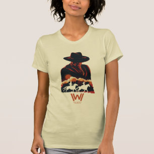 Camiseta Westworld   Hombre con silueta del desierto negro