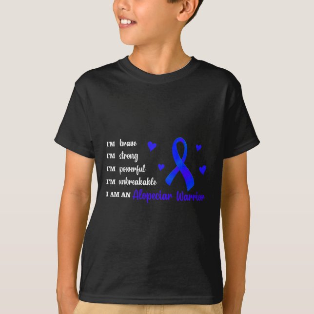 Camiseta wGj0 Ribbon Azul Soy Un Guerrero Alopecia (Anverso)