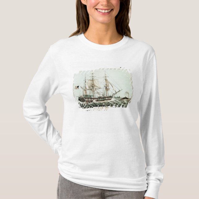 Camiseta Whaler americano, grabado por el curtidor de (Anverso)