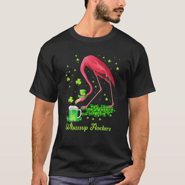 Camiseta Whassup Flockers Lucky Irish Flamingo (Anverso)