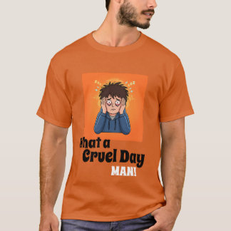 Camiseta What a Cruel Day Man! Funny Stressed Cartoon Men's