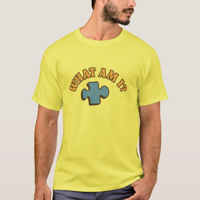 Camiseta “What Am I?” Puzzle Piece T-Shirt – Fun Retro Ridd (Anverso)