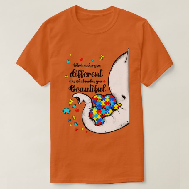 Camiseta What Makes You Different Elephant Mom Autism Child (Diseño del anverso)