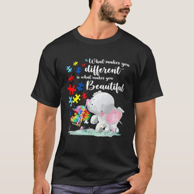 Camiseta What Makes You Different Elephant Mom Autism Child (Anverso)