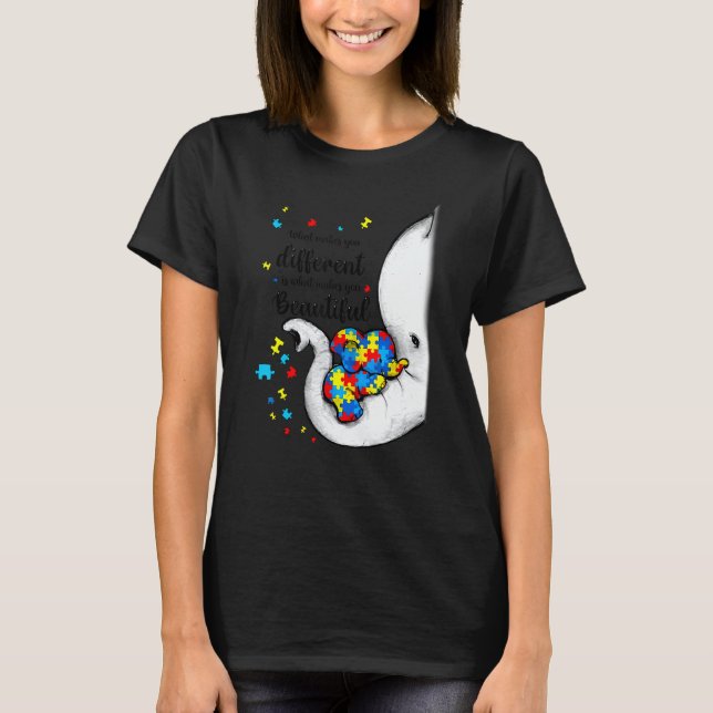 Camiseta What Makes You Different Elephant Mom Autism Child (Anverso)