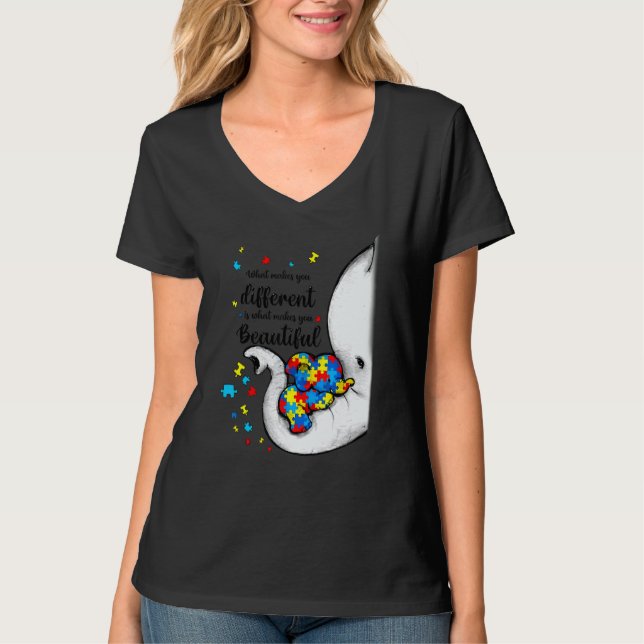 Camiseta What Makes You Different Elephant Mom Autism Child (Anverso)