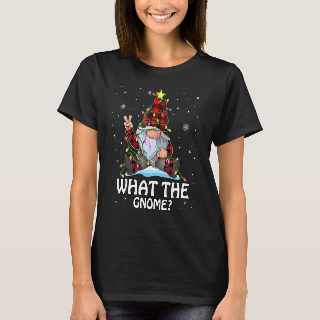 Camiseta What The Gnome Buffalo Plaid Matching Christmas Tr (Anverso)