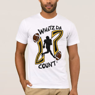 CAMISETA WHAT'Z DA CUENTAN EL LOGOTIPO NEGRO Y AMARILLO DEL