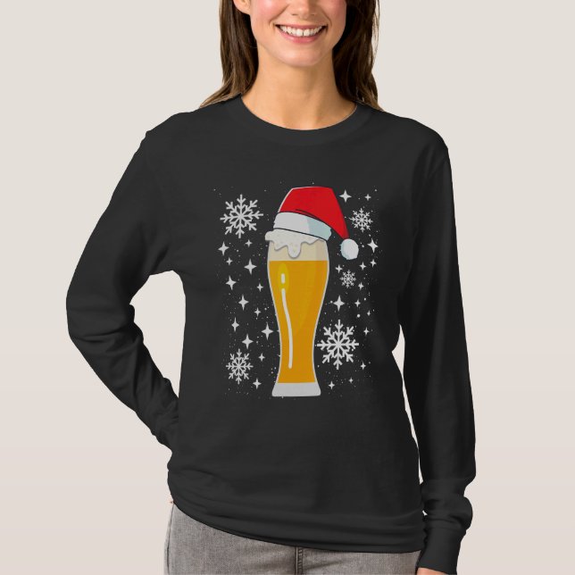 Camiseta Wheat Beer Wheat Beer with Christmas Hat  Beer Dri (Anverso)