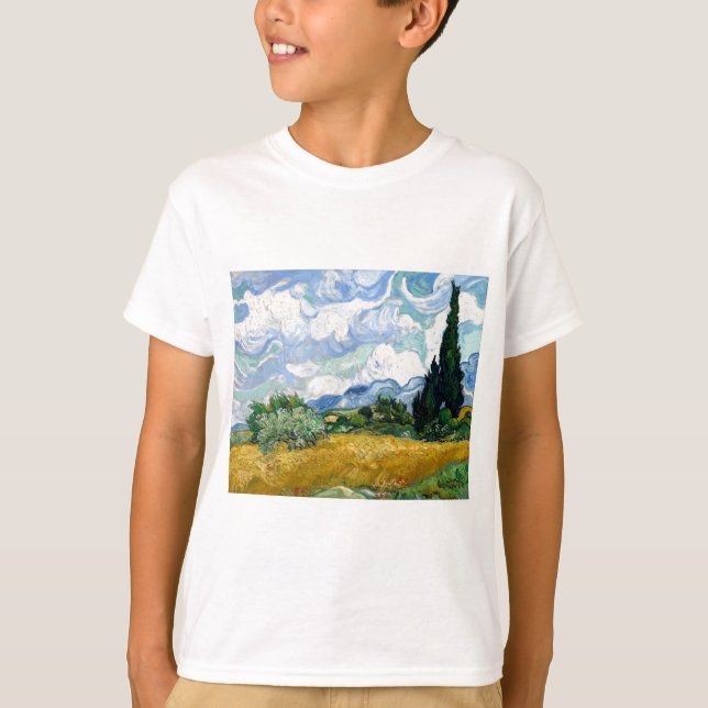 Camiseta Wheatfield de Vincent van Gogh con los cipreses (Anverso)