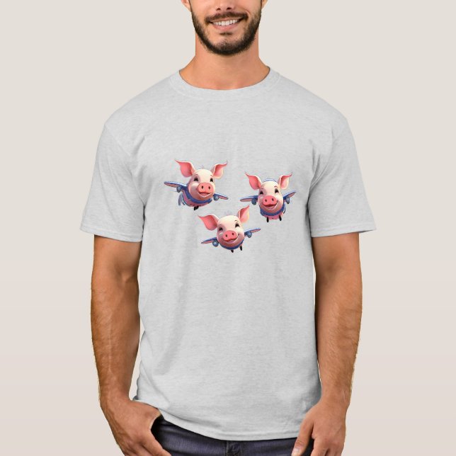 Camiseta When Pigs Fly Funny Pig Airplanes (Anverso)