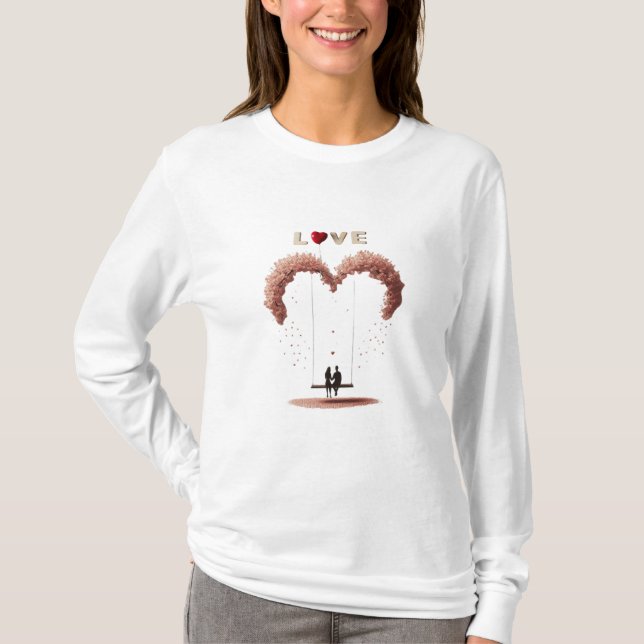 Camiseta Where Love Gently Falls Petals Between Two Hearts  (Anverso)