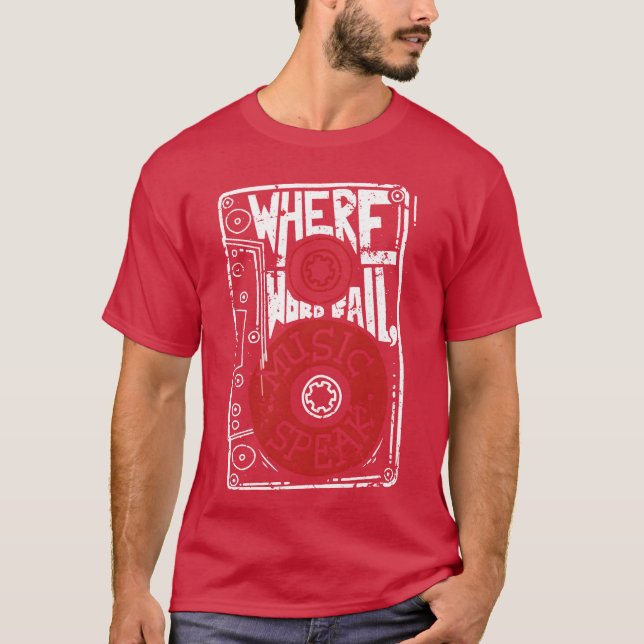 Camiseta Where Words fail Music Speak vintage (Anverso)