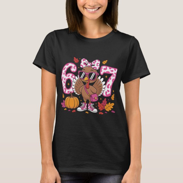 Camiseta Whimsical 67th Birthday Turkey T-Shirt, Autumn Cel (Anverso)