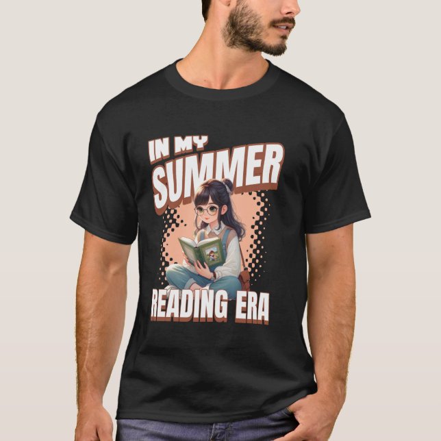Camiseta Whimsical Anime Style Girl In My Summer Reading Er (Anverso)