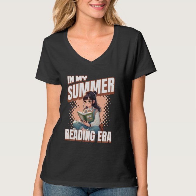 Camiseta Whimsical Anime Style Girl In My Summer Reading Er (Anverso)