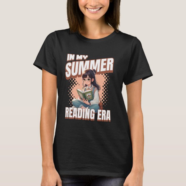 Camiseta Whimsical Anime Style Girl In My Summer Reading Er (Anverso)