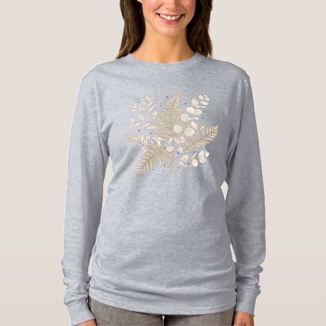 Camiseta whimsical beige floral fairycore design (Anverso)