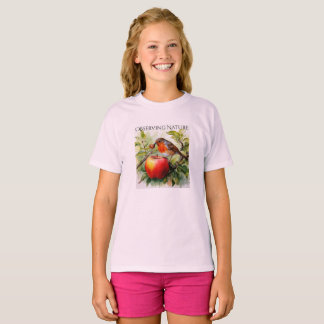 Camiseta  Whimsical Bird & Apple Delight