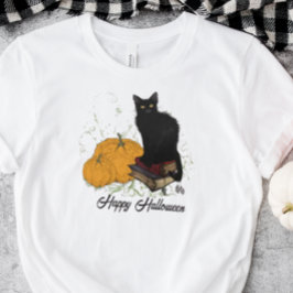Camiseta Whimsical Black Cat Halloween T-Shirt