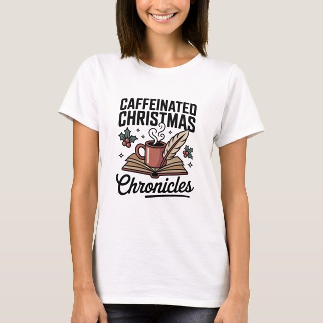 Camiseta Whimsical Book Mug Holiday Caffeine Cheer (Anverso)