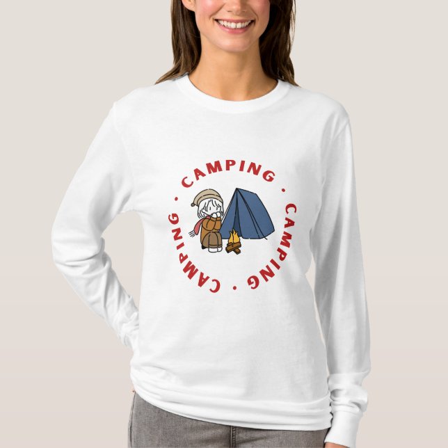 Camiseta Whimsical Brown Camping Outdoor Adventure Graphic (Anverso)