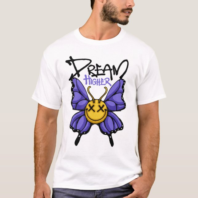 Camiseta Whimsical Butterfly With Smile Streetwear (Anverso)