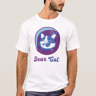 Camiseta Whimsical Cartoon Cat Graphic - Charming Blue