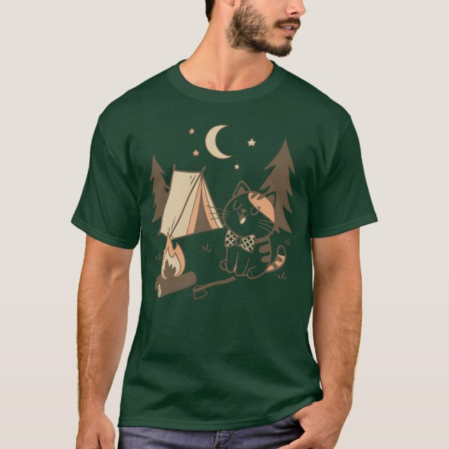 Camiseta Whimsical Cat Camping Scene Design friends (Anverso)