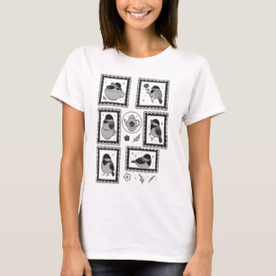 Camiseta Whimsical Chickadee estampado artístico en el té d