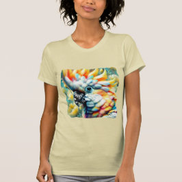 Camiseta Whimsical Cockatoo Ave Amarillo Poppies Floral