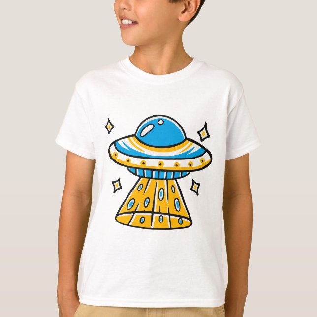 Camiseta Whimsical Colorous Personalizado Space UFO (Anverso)