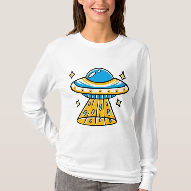 Camiseta Whimsical Colorous Personalizado Space UFO (Anverso)
