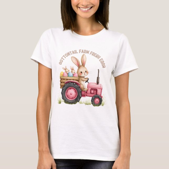 Camiseta Whimsical Easter Bunny Farm Vintage Tractor (Anverso)