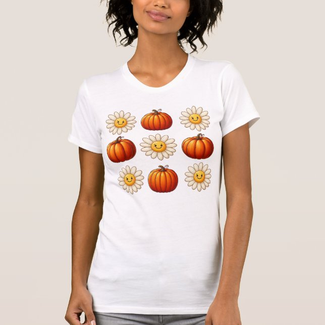 Camiseta Whimsical Fall Daisy and Pumpkins (Anverso)