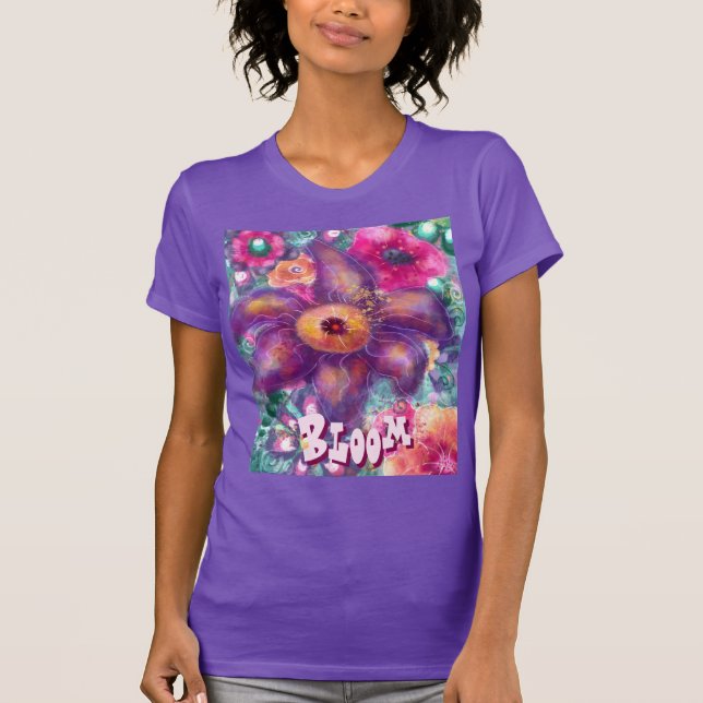 Camiseta Whimsical Floral Abstract Art Teal Personalized  (Anverso)