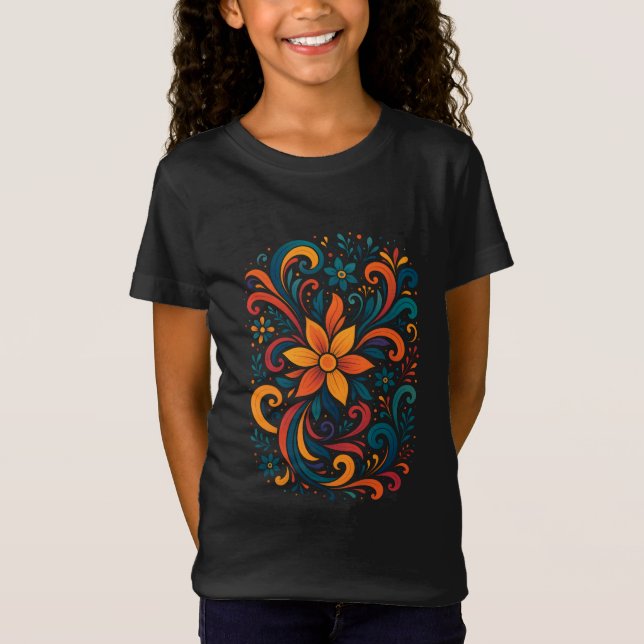 Camiseta Whimsical Floral Swirl Kids T-Shirt (Anverso)