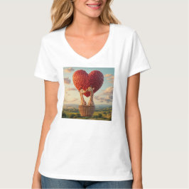 Camiseta Whimsical Giraffe Pareja Balón de aire caliente Ca