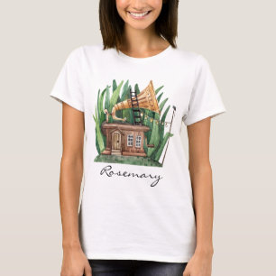 Camiseta Whimsical Gramophone Fairtale House Watercolor