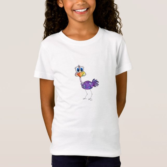 Camiseta Whimsical Happy Purple Ostrich (Anverso)