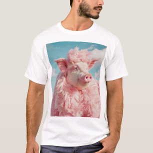 Camiseta Whimsical Hybrid Pig Rosa y Retrato Albin T-Shi