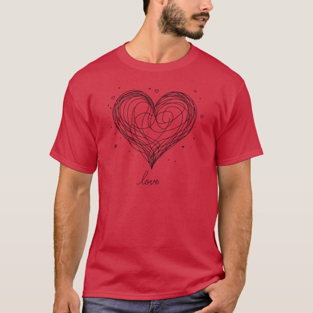 Camiseta Whimsical Line Art Heart with "Love" (Anverso)