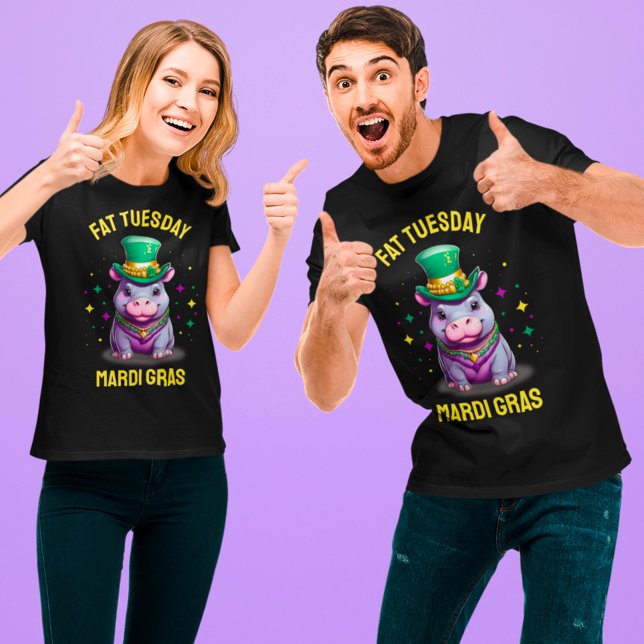 Camiseta Whimsical Mardi Gras Fat Tuesday Hippo (Subido por el creador)