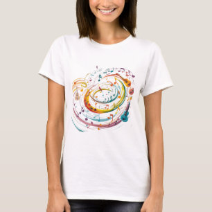 Camiseta Whimsical Music Ilustracion con notas coloridas