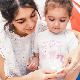 Camiseta Whimsical Pink Bows Chica de cumpleaños