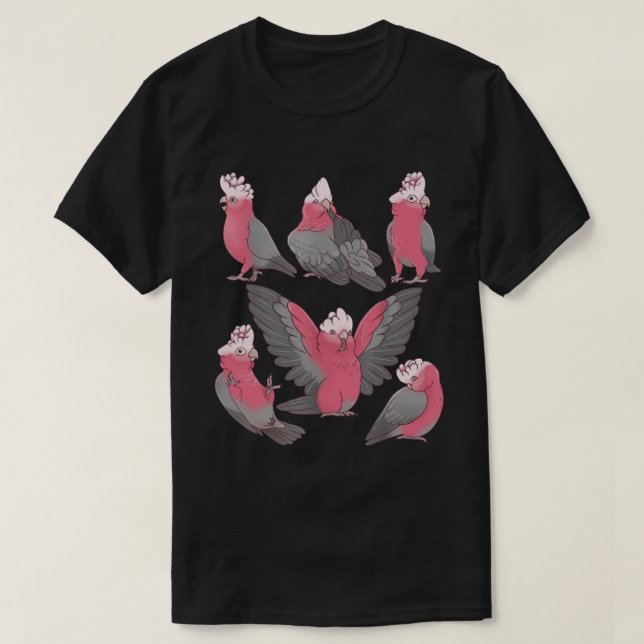 Camiseta Whimsical Pink Galah Cockatoo Bird Pattern (Diseño del anverso)