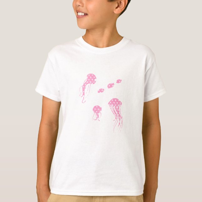 Camiseta Whimsical Pink Polka Dot Sea Creatures Tshirt (Anverso)