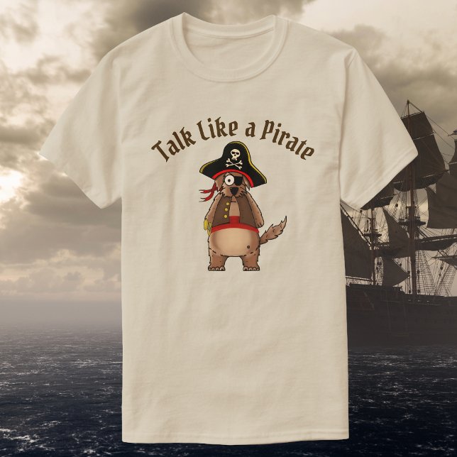 Camiseta Whimsical Pirate Dog Character Unisex (Hand drawn bam bam dog character illustration in a pirate costume. customise 'Talk like a Pirate' )