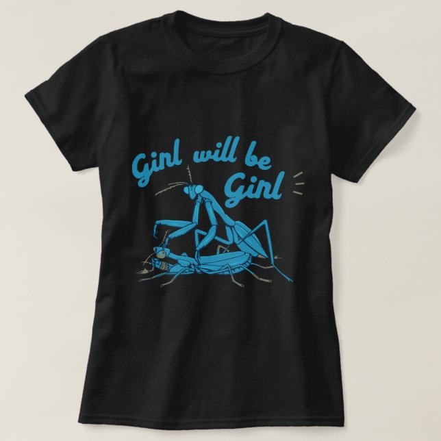 Camiseta Whimsical Praying Mantis Design con letras negrita (Diseño del anverso)