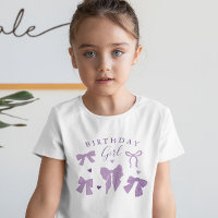 Whimsical Purple Bows Chica de cumpleaños